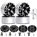 Hobbypark 4pcs 1.0 Beadlock Wheels Rims with Brass Wheel Weights Extended 7mm Hex Wheel Hubs for 1/24 RC Crawler Car Axial SCX24 Gladiator Bronco C10 Deadbolt Upgrades (Type A)