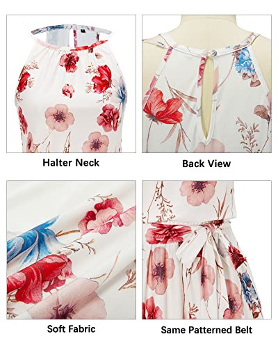 Image of Newshows Women's Halter Neck Belted Summer Casual Beach Sundress | Lightweight, Breathable, Summer Casual Beach Sundress 2026, Holiday, A-Line, Dating, Daily Wear