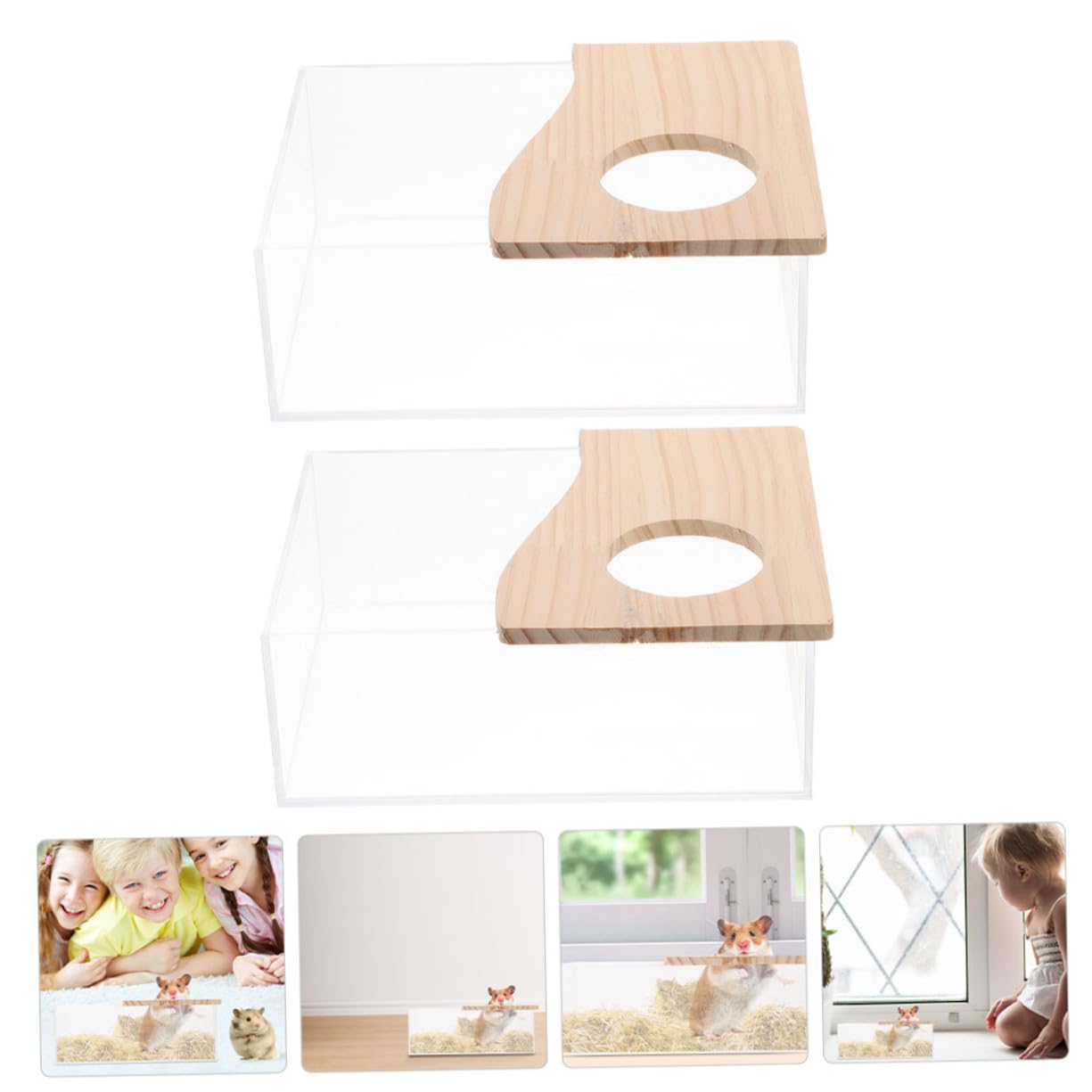2 Stück Transparenter Acryl Sandkasten für Kleintiere Verschleißfest und Leicht für Hamster und Meerschweinchen im Haushalt