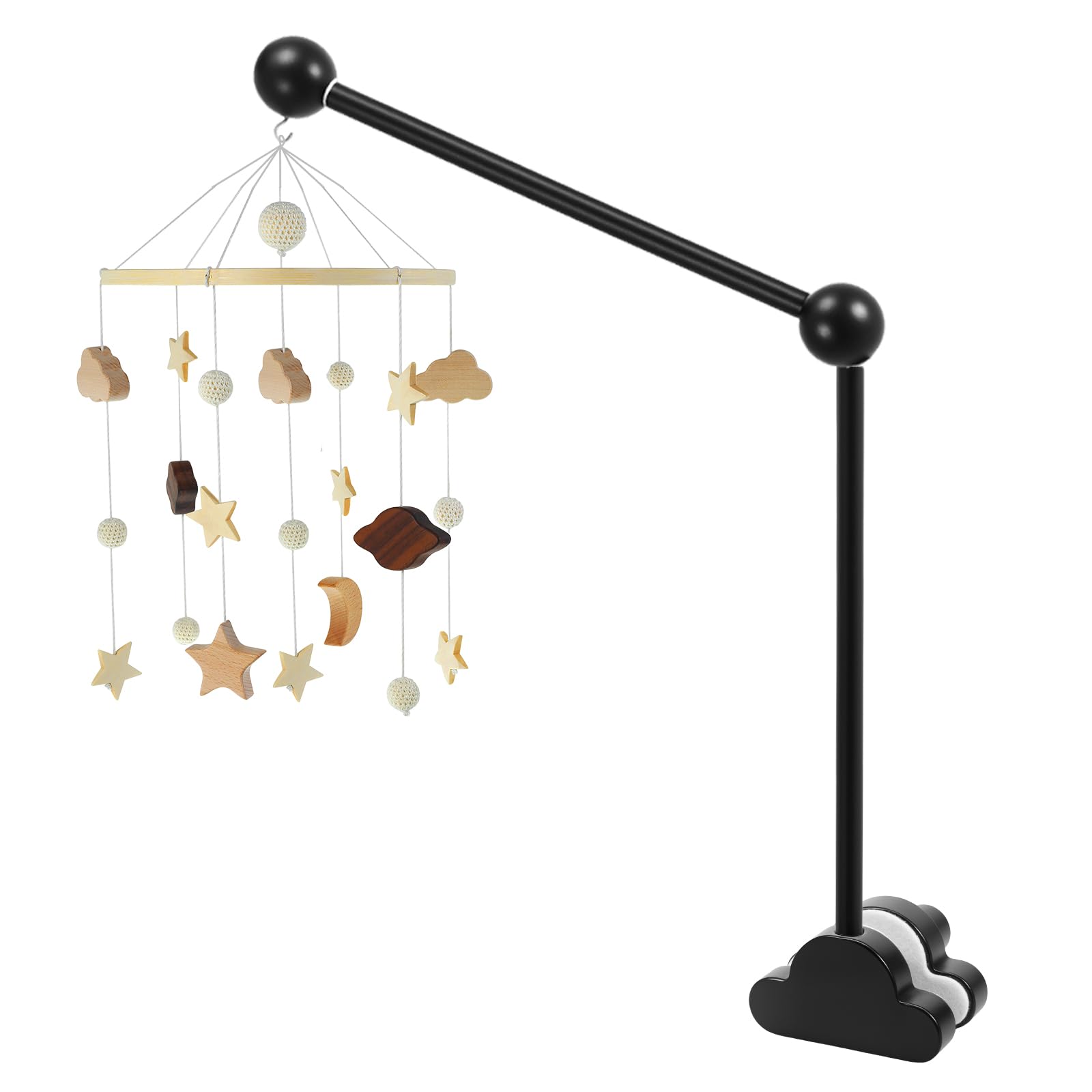 Baby Mobile Crib Holder Crib Mobile Stand Mosquito Net Hanging Rod with Anti Slip Rubber Pad Bed Bell Holder Odorless Wood Holders Baby Cribs Attachment for Hanging Cribs Mobiles Wind Chimes Toys