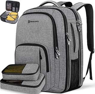 Travel Backpack, Bosynoy 40L Large Suitcase Backpack Carry On Backpack Flight Approved for Women Men, TSA Weekender Overnight Luggage Bag with 2 Travel Packing Cubes, for 17.3 Inch Laptop