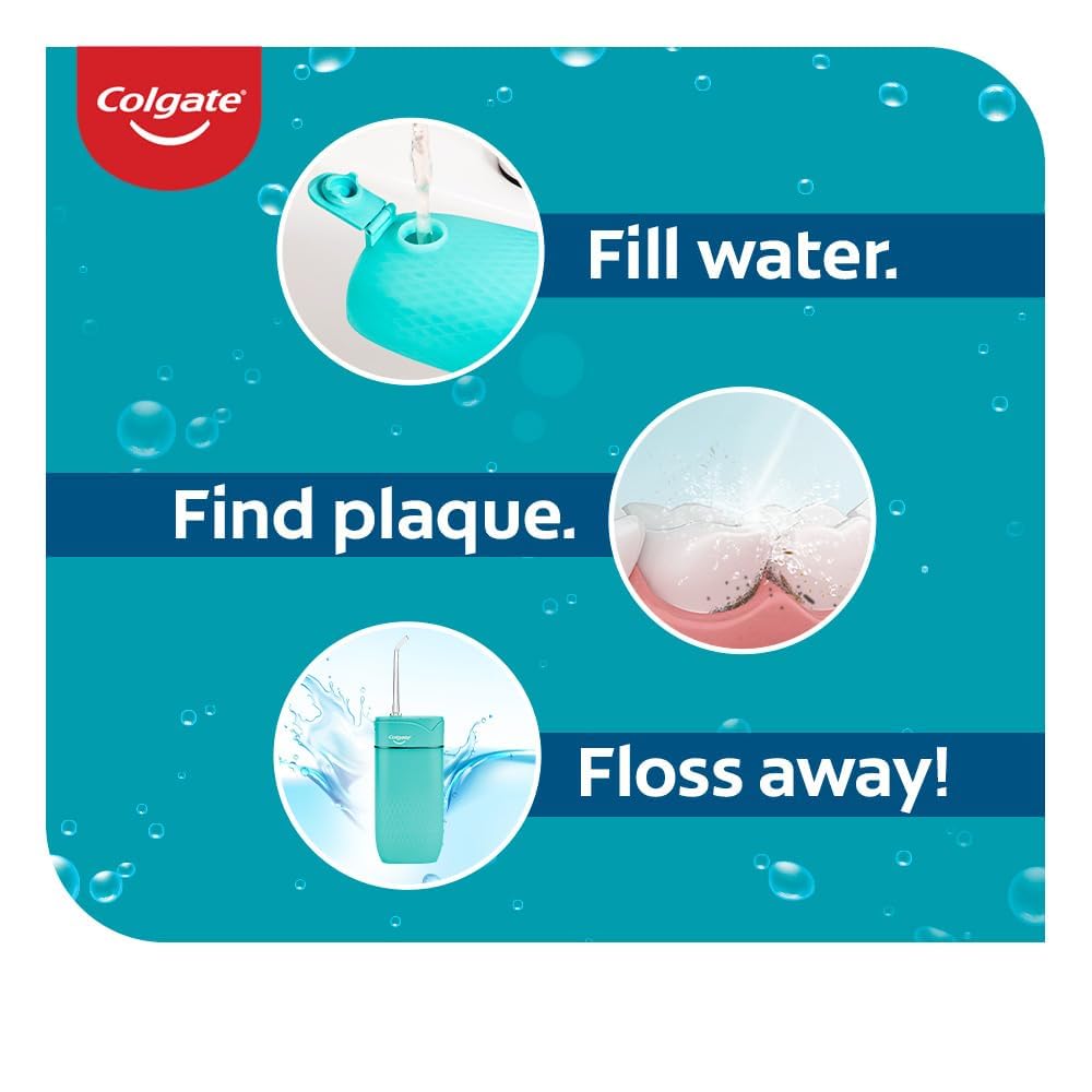 Colgate Blast Water Flosser Green, 140ml, Waterproof design with 3 adjustable pressure modes, with Rechargeable Battery included that lasts upto 4 weeks 2