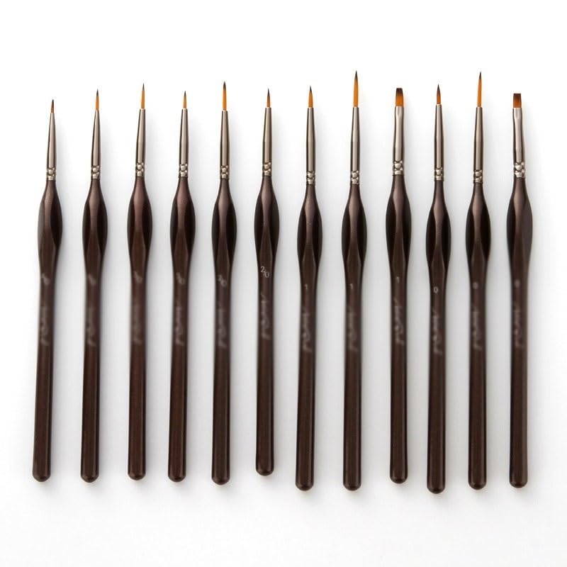 Ensemble De 12 Pinceaux en Nylon pour Peinture Acrylique Et Gouache, Idéal pour Les Artistes Et Les Étudiants.