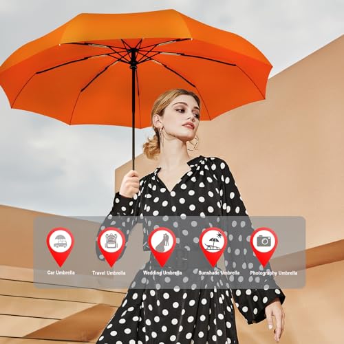 Image of SIEPASA Umbrella for Men - Automatic Large Size Foldable Umbrella with Travel Cover for Man and women - 3 fold Windproof umbrella