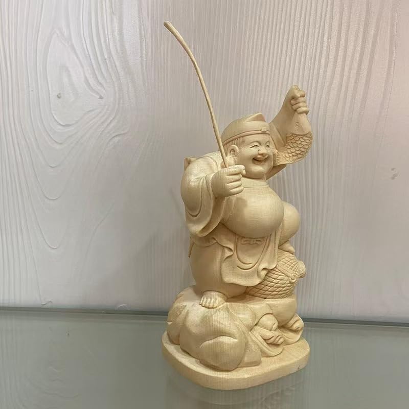 大黒天 恵比寿 大声で笑う布袋さん 木彫りの仏像 大黒様 大黒さま 置物