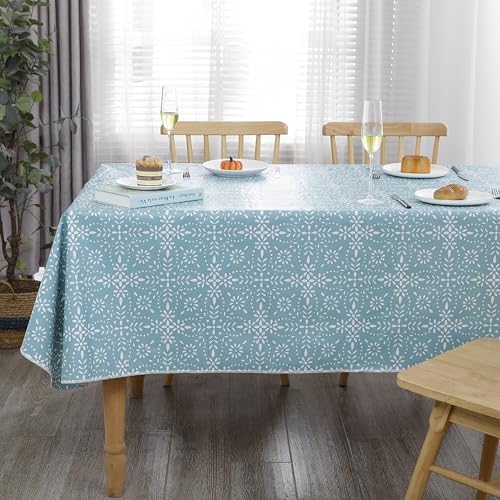 Image of Walrus Heavy Duty Vinyl Tablecloth with Flannel Backing Waterproof Oil-Proof Plastic Table Cloth Stain-Resistant Wipeable Table Cover for Indoor and Outdoor (Perforated Floral,60x84 Inch)