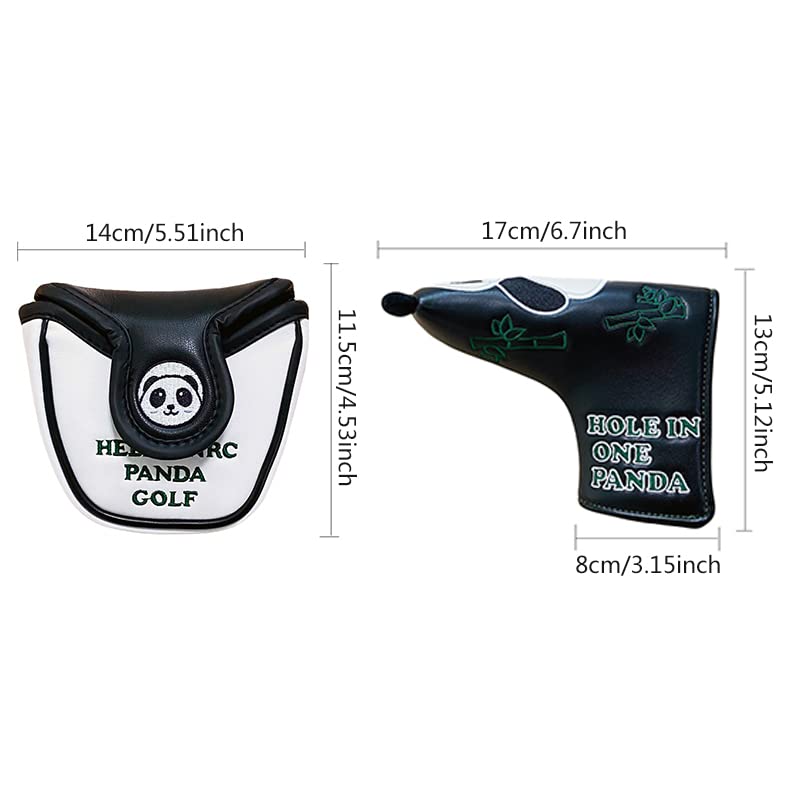 Golf SchläGerkopfhüLlen Niedliche Panda-Golf-Putter-Abdeckung, Golf-Kopfbedeckung, Schutz, 2 Stile GolfschläGer Hauben(1)