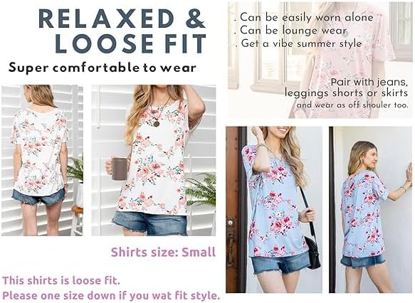 Womens Oversized Tops Crew Neck Short Sleeve T Shirts Loose fit Tunic… - Image 4