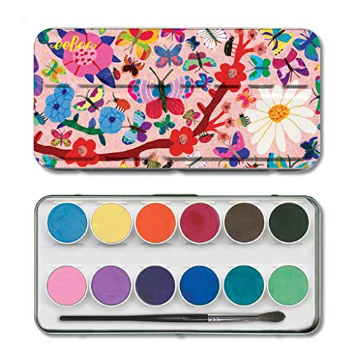 Boite fer aquarelle papillons eeBoo matériel peinture beaux arts