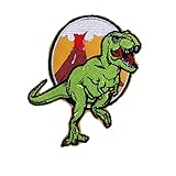 ulricar Dinosaur Embroidered Patch for Clothing Thermoadhesive Patch Iron On Patch On Clothes Stickers Stripes Punk/Rock Patch Badge, green