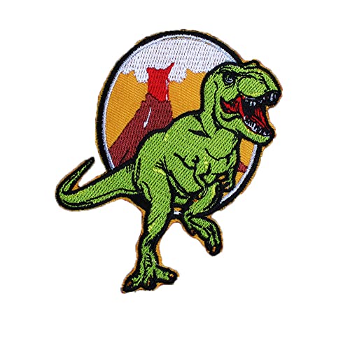 ulricar Dinosaur Embroidered Patch for Clothing Thermoadhesive Patch Iron On Patch On Clothes Stickers Stripes Punk/Rock Patch Badge, green