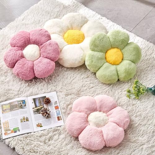 Image of Kcvvcr Dusty Pink Flower Pillow, 17.7 inch Flower Shaped Plush Decorative Throw Pillow for Bed