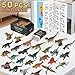 BIWASE Dinosaur Toys for Kids 3-5 5-7, 50 pcs Realistic Dinosaurs with Book & Dinosaurs Learning Cards - Educational Small Dinosaur Figures for Party Favors Gifts, Boys and Girl 8-12 Year Old