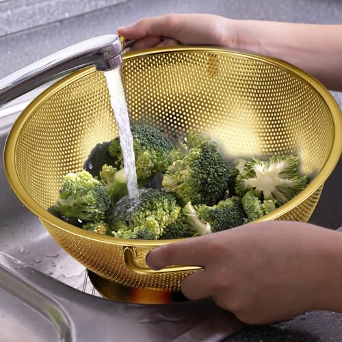 Bokon LRU-BOKON-2786 3 Pcs Stainless Steel Colander Set Colander Bowl Colander Sieves 1/3/ 5 Quart Metal Mesh Strainer Net Basket thumb #3