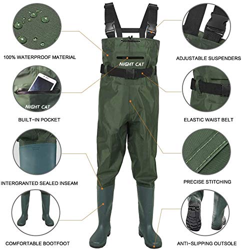 Foto von Night Cat Wathose Herren Damen Frauen Wathose mit Stiefeln wasserdichte Atmungsaktive Crosswater Waders