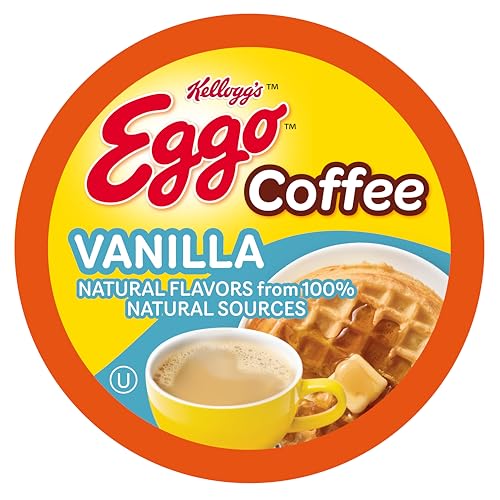 Eggo Beverages Vanilla Waffle Flavored Coffee Pods for Keurig K Cup Brewers, Fair Trade Certified, 40 Count – Smooth and Creamy Vanilla