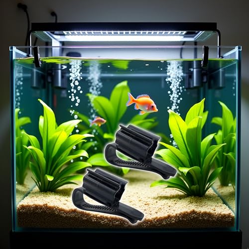 Image of 2Pcs Fish for Tank Mounting Clip Water Pipe Hose Holder Multifunction Adjustable Clamp for 0.31 inch inch-0.62 inch inch Dia Tub Aquarium Tube Holder, Aquarium Air Pump Accessories Aquarium Pumps and Filters (Black)