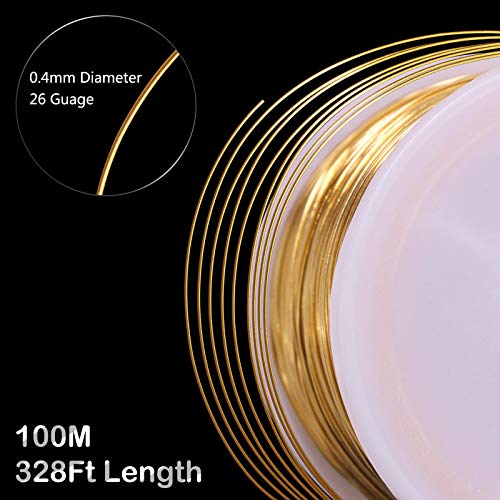 mikimiqi jewelry wire - 328ft 26 gauge tarnish resistant copper 04mm x 100m gold