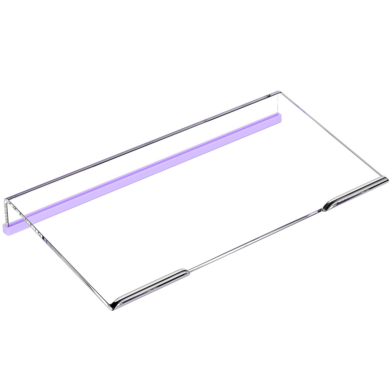 Richboom Computer Keyboard Stand for Desktop, 11.8" Tiny Clear Acrylic Keyboard Riser 78 Keys Compact Keyboard Lift for Desk Ergonomic Short Keyboard Holder Tray with White and Purple Silicone Strip