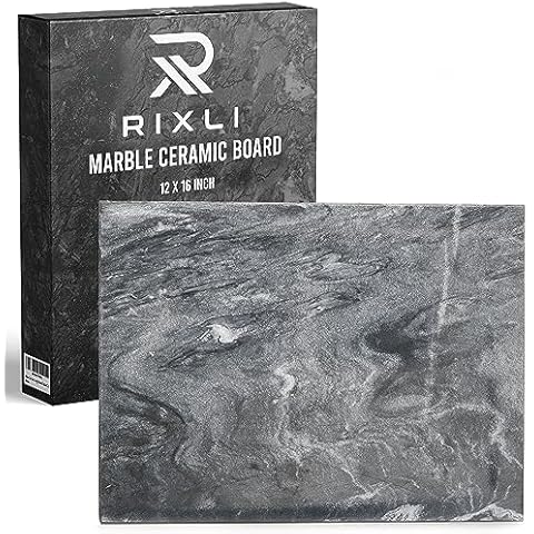 Kitchen Marble Stone Cutting Board - Marble Cutting & Charcuterie Board of 16 x 12 x 0.6 Inches, Non Slip Scratch Resistant Pastry Tray, Rectangular Serving & Chopping Slab for Countertop - Black Cover
