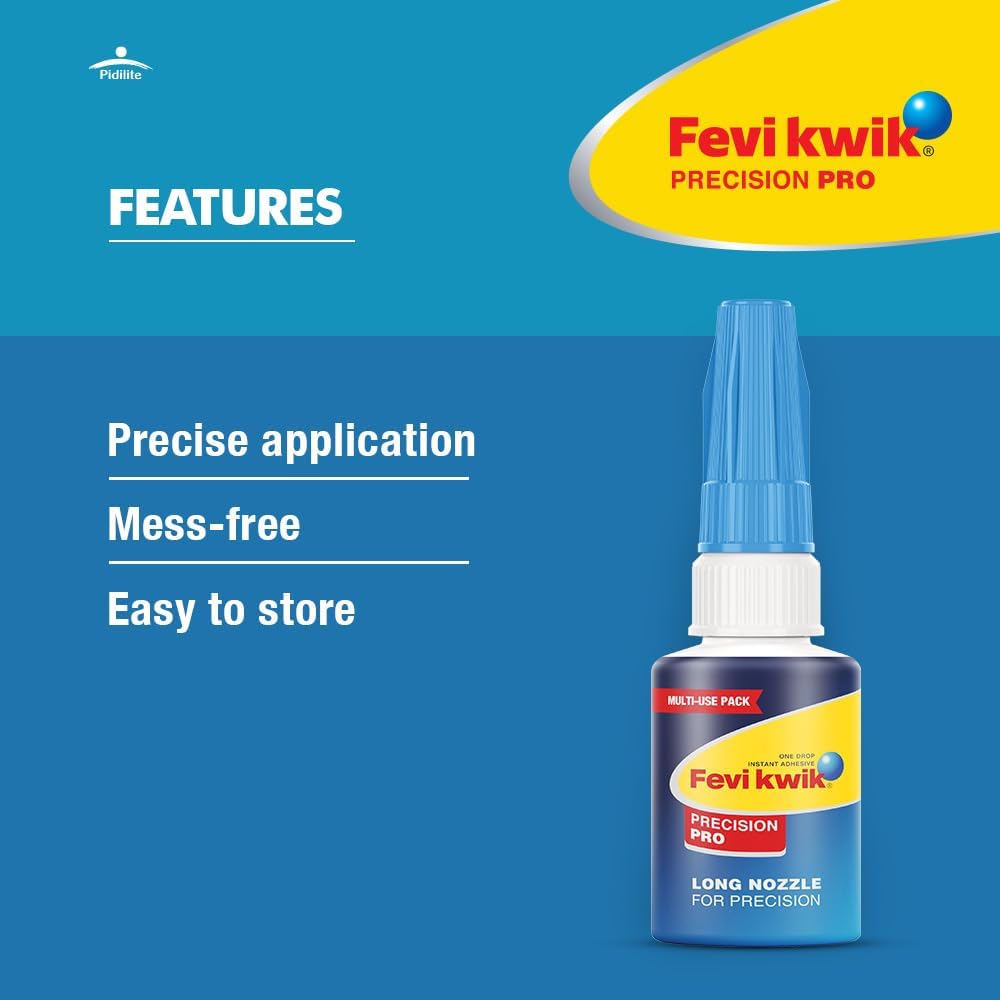 Fevikwik Precision Pro 8 GM (Pack of 3) | Strong all purpose instant glue for accurate repair | application on hard to reach places | mess free| Storable | Multi-use pack