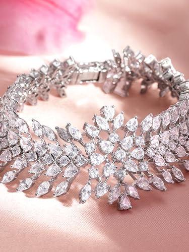 Image of Rubans AD Zircon Broad Cuff Bracelet Ethnic Festive Party For Women & Girls