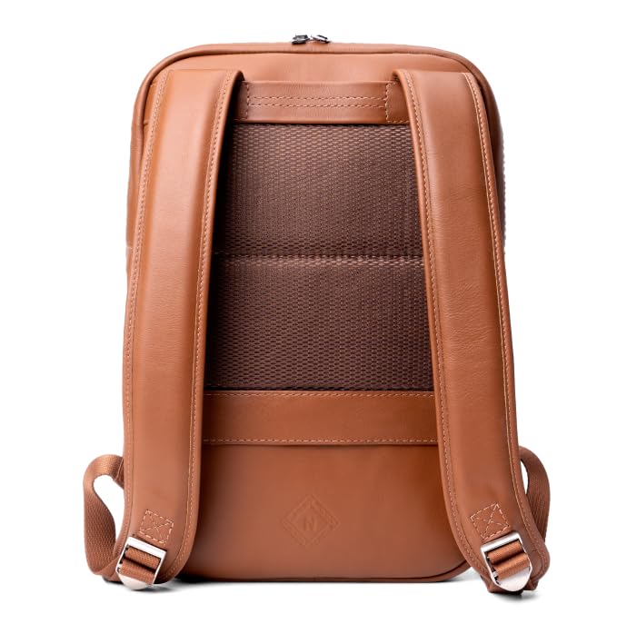 Slim Leather Laptop Backpack NW108 – Lightweight Daypack for Work, Travel & College – Fits Laptops up to 15.6” - Caramel2