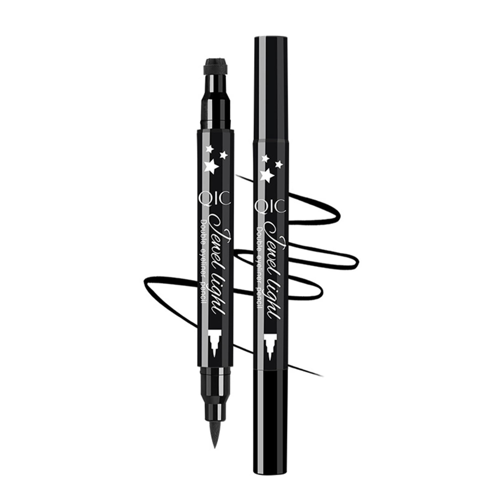 Jugaoge Easy to Use Eyeliner Stamp 4 Shapes Stars Hearts Flowers Moon Waterproof Long Lasting Liquid Eyeliner for