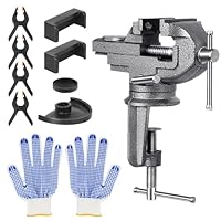 Vielseitige Schraubstock - Klein Werkbank Schraubstock mit Schnellverstellung, 360° Drehbarer Basis und Gehärteten Backen für die Holzbearbeitung Tragbarer Mini Vice