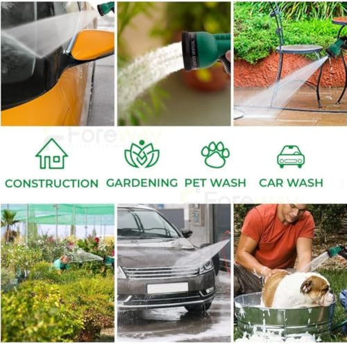 Image of 15 Meter 0.5 inch Heavy Duty 3 Layered Braided PVC Garden Hose Pipe with 8 Mode Spray Gun, Tap Adapter & 3 Clamps, Water Pipe for Garden, Car Washing, Garden Pipe for Home