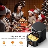 7-In-1 Air Fryer with Visible Window, 5QT Large Capacity Multifunctional Digital Air Fryer Oven for Baking Roasting Dehydrating, 1500W Low Noise Airfryers with Dishwasher Safe Basket