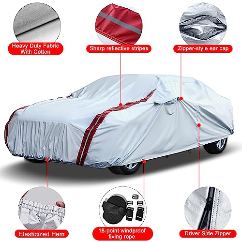 Image of Waterproof Car Covers Replace for 2010-2025 Chevy Camaro, 6 Layers All Weather Custom-fit Car Cover with Zipper Door & Windproof Bands for Snow Rain Dust Hail Protection