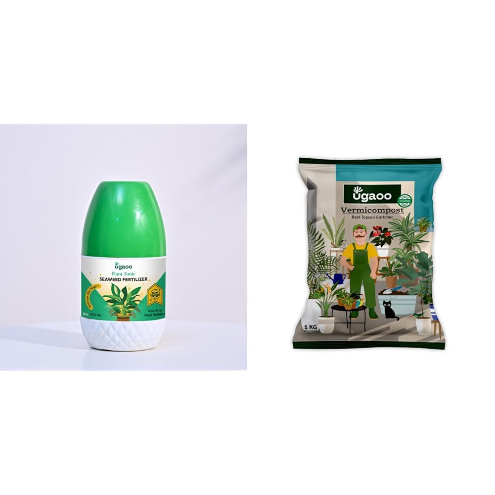 Ugaoo Liquid Seaweed Fertilizer for Plant - Growth Booster Plants Tonic (250 ml) & Ugaoo Vermicompost for Plants 1 Kg - Organic Fertilizer & Manure-picture-26
