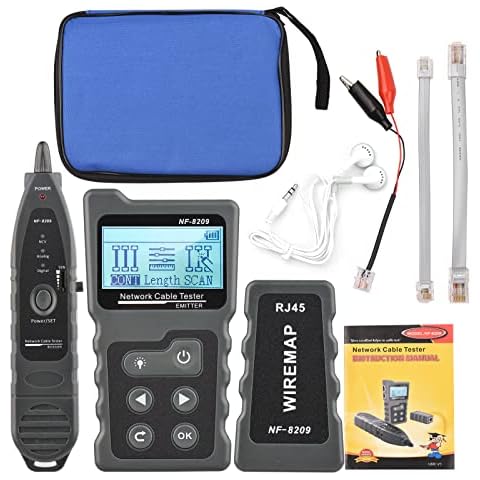 Geevorks Network Cable Tester,Multi-functional LCD Network Cable Tester Wire Tracker PoE Checker Inline PoE Voltage and Current Tester with Cable Tester with Illuminate Function Cover