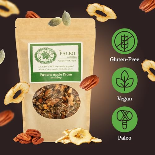 Image of Maple Nut Kitchen Eastern Apple Pecan Paleo Granola 10 oz - Grain Free, Vegan, Gluten Free, No Sugar Added, Low Carb Granola with Pecans, Pumpkin Seeds & Dried Apples - Clean, Oat Free, Healthy Cereal