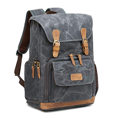 Mochila Fotografica Vintage de BAIGIO Cámara Reflex DSLR Canon Nikon Sony para Hombres