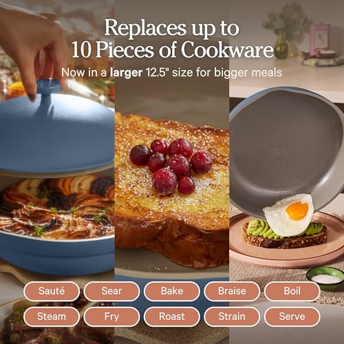 Image of Our Place Large Always Pan | 12.5 inch Ceramic Pan with Modular Lid & Beechwood Spatula | Patented 10-in-1 Nonstick, Non-Toxic Cookware Made Without PFAS | Induction & Oven-Safe up to 450F | Char