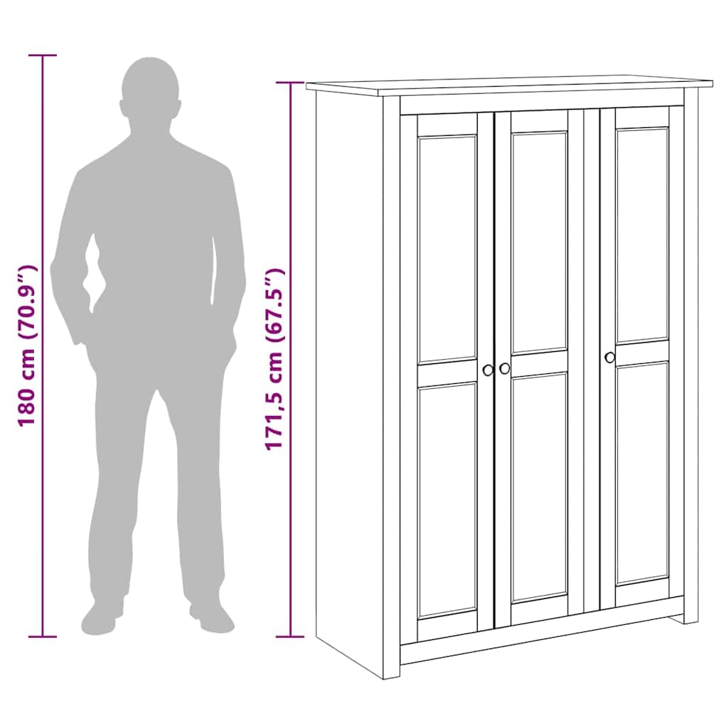 vidaXL Panama-Kiefer Kleiderschrank Weiß 3-Türig Dielenschrank Garderobenschrank Schlafzimmerschrank Schrank Holzschrank 118x50x171,5cm