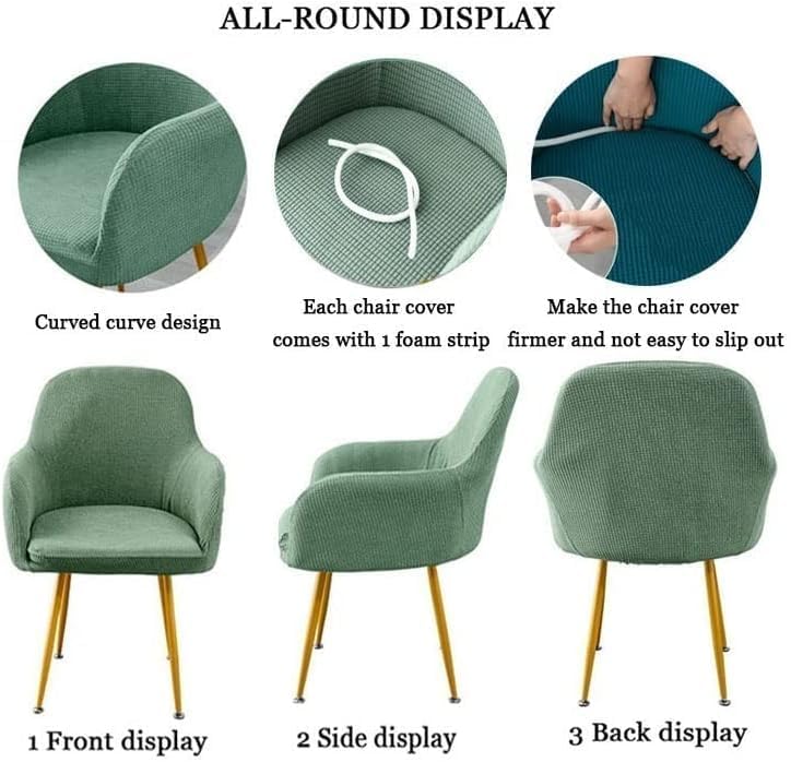 Fundas para Sillas De Comedor con Brazos Respaldo Cubiertas Sillas 6Pack Gris, Elásticas Modernas Butacas Salón Oficina Cocina Cubiertas Sillas Protectoras