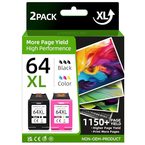 Chromojet 64XL Ink Cartridge Combo Pack Compatible for HP Ink 64...