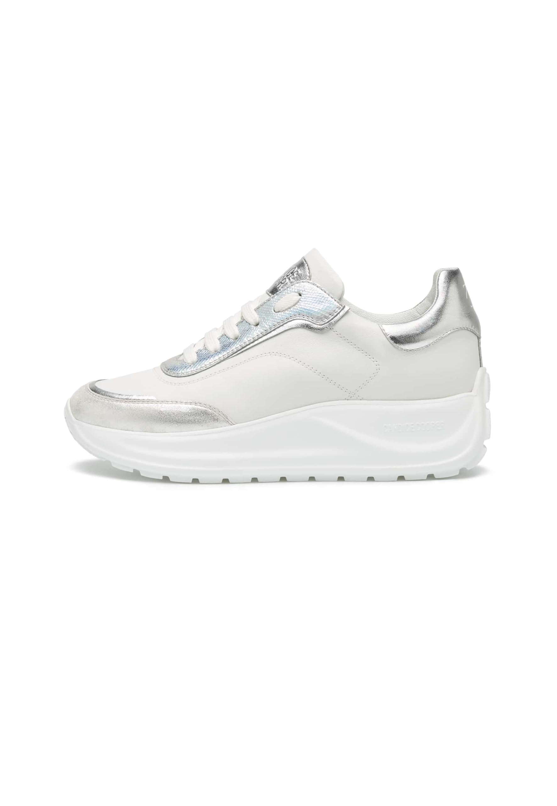 Candice Cooper Leather Sneakers, White/Silver, 43 EU
