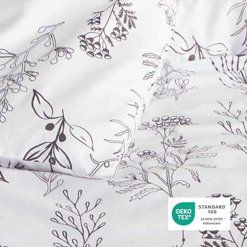 Bedsure King Comforter Set - Bright White Bed Set, 3 Pieces Cute Floral Bedding, 1 Soft Reversible Botanical Flowers Comforter and 2 Pillow Shams