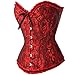 Demays Corset Tops for Women,Bustier Shapewear Lingerie,Lace Tied Renaissance Overbust Corset Push Up Bodysuit(US,Small,Dark Red)