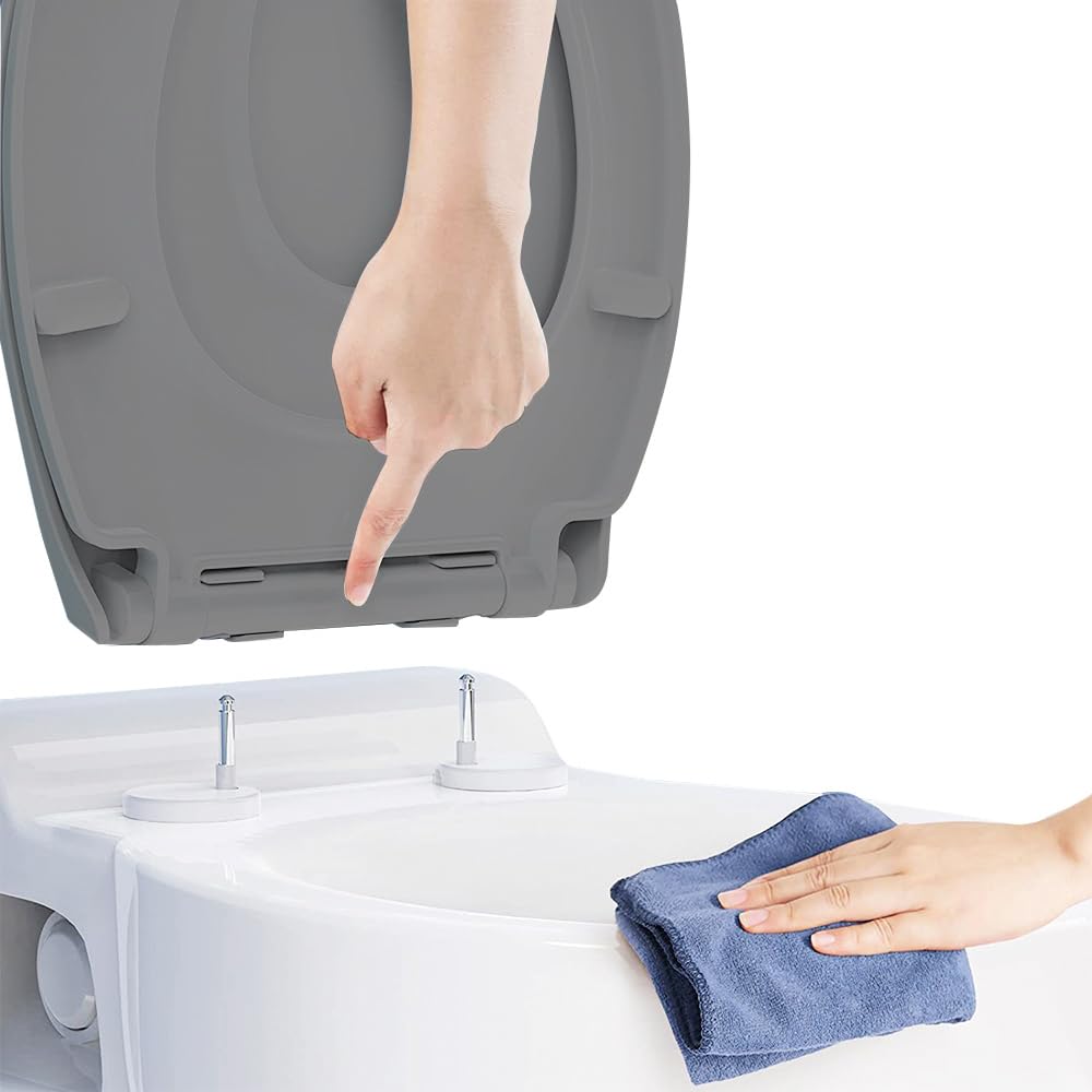 Ram Online Grey Ram® Quick Release Soft Close Toilet Seat With Hinges Bathroom Bowl Seating Abs Toilet Seat