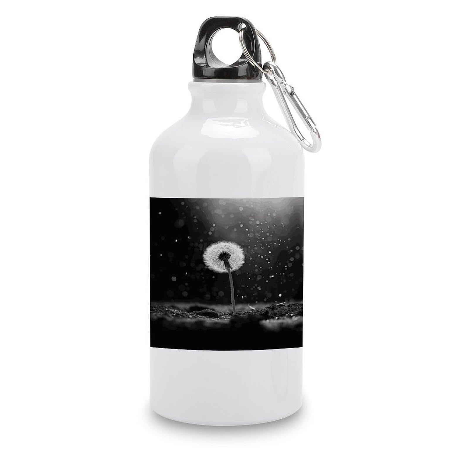 Fekiloot Style Dandelion Black And White Aluminum Water Bottle Travel Tumbler Reusable Lightweight Outdoor Sports Water Bottles For Gym Sports Camping Hiking Fishing400ml