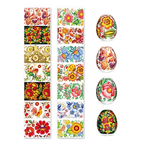 OFXDD 14 Pcs Egg Wraps Easter Set - Thermo Easter Egg Shrink Wrappers for Pysanka - Traditional Egg Sleeves Easter - Ukrainian Easter Egg Decorating Kit