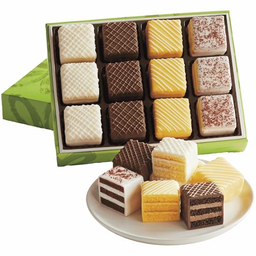 The Swiss Colony 12-pc. Celebration Cake Sampler - 9 1/4 oz. of Gourmet Petits Fours Cakes, Red...