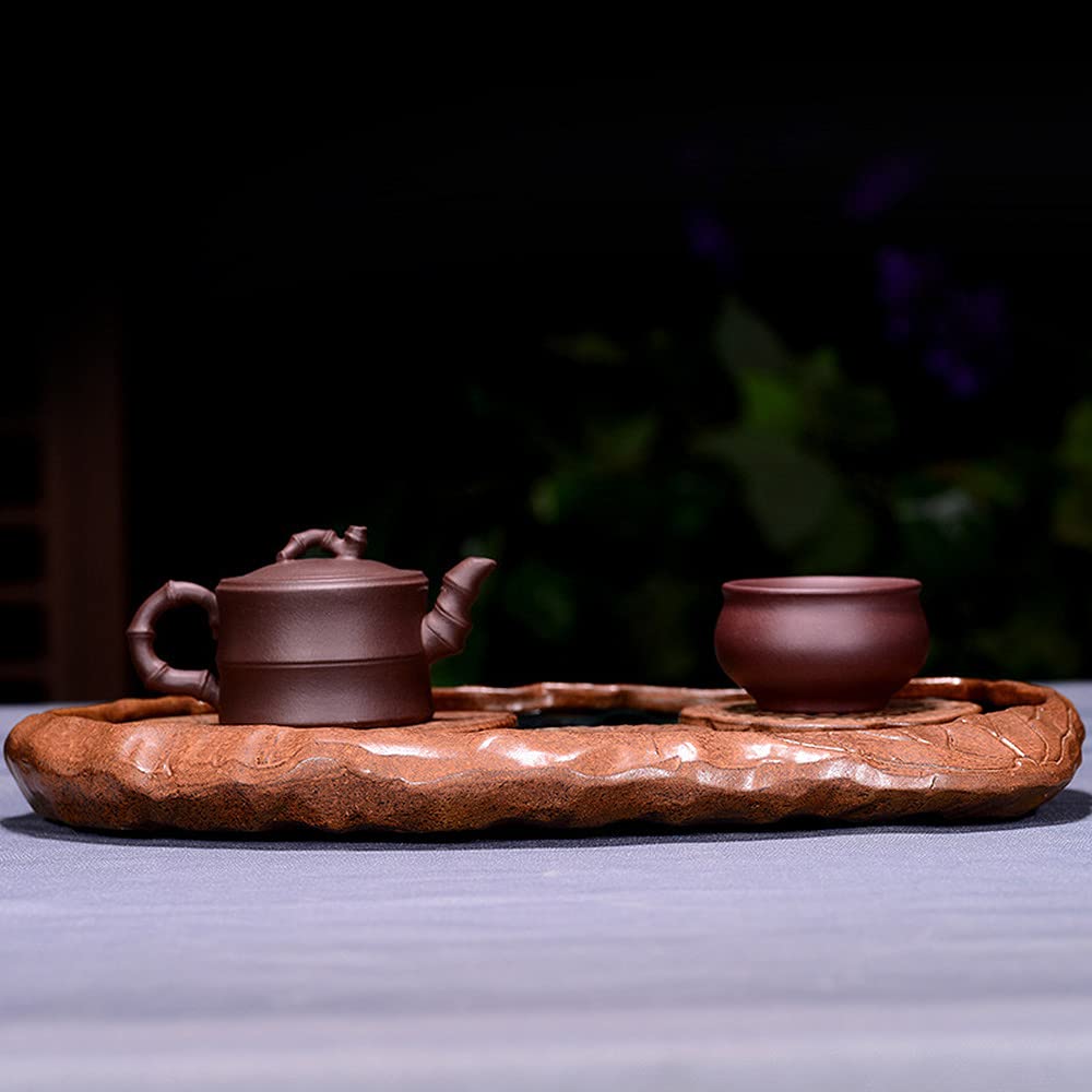 Bandeja de té Simple for el hogar,Bandeja for Servir té,Bandeja de té Cerámica cruda Burbuja Seca Platillo de té Almacenamiento Agua Hoja de Loto Teaboard Juego de té
