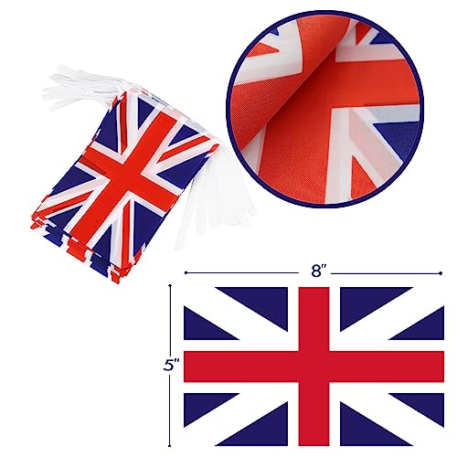 Image of UK United Kingdom String Flag Pennant Banner - 38 Flags, 42 Feet Small Mini British Flags Bunting Banner for Country Decoration, School, Party, Sports Events