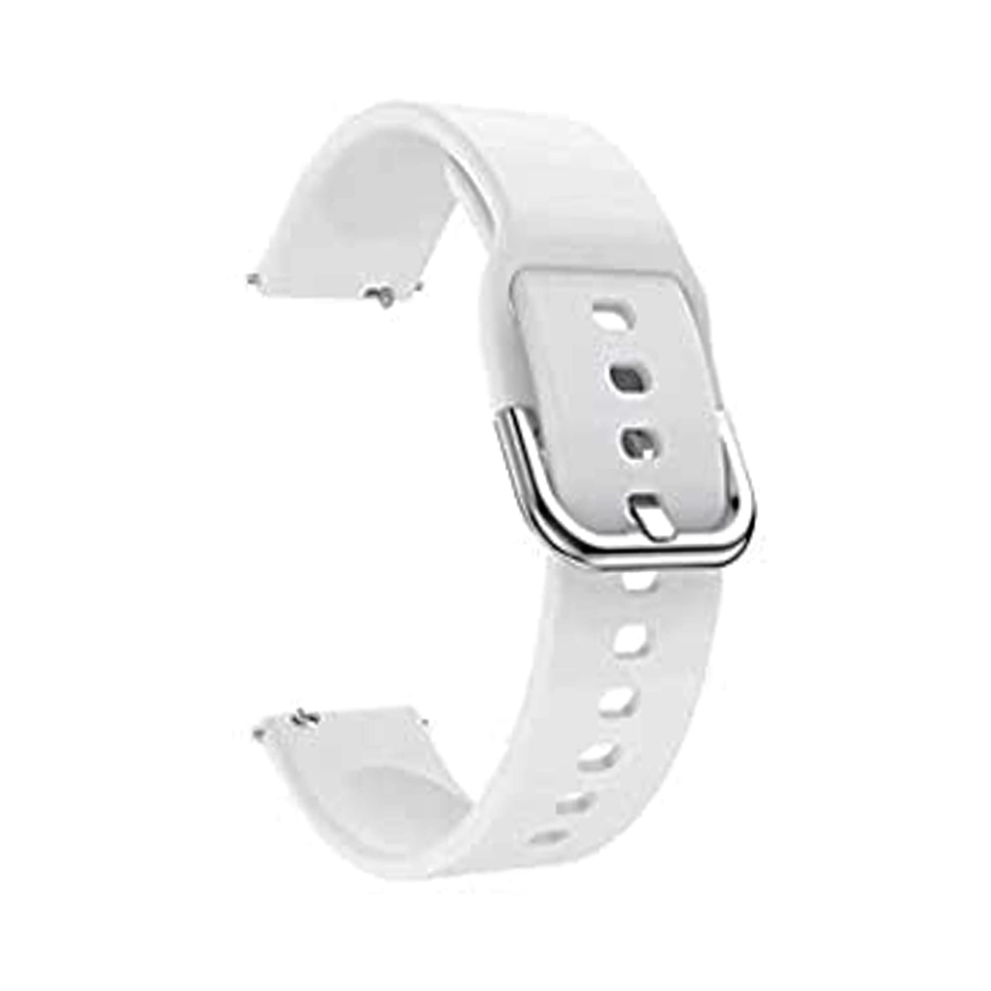 AYOSHRI Watch Accessories 20mm Strap Band With Metal Buckle for Amazfit Pop | Pop Pro, Fire Boltt Ninja Call Pro Bsw053 | Neptune Bsw044, Realme Dizo Watch 2, Boat Wave Pro 1.69 Smartwatch (M White)